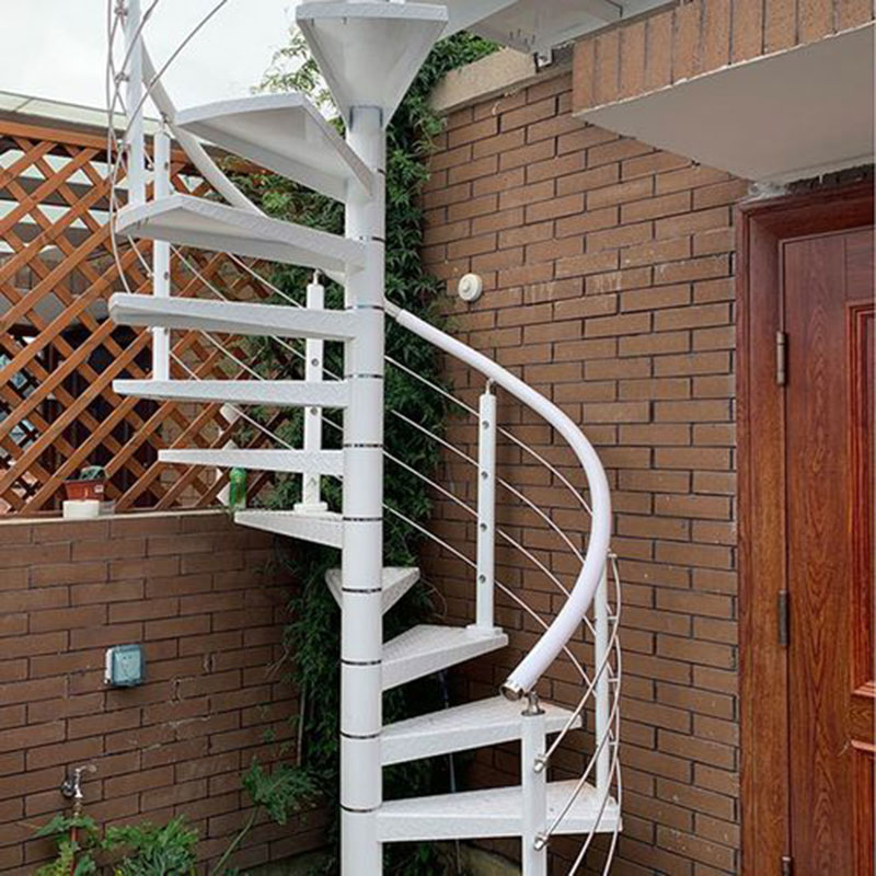 室外旋轉(zhuǎn)白色單人疊式樓梯定制效果圖