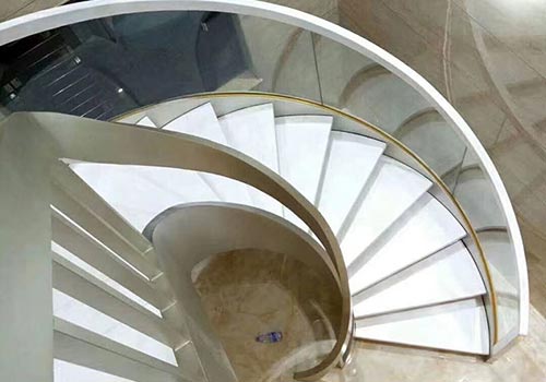 獨棟別墅裝修旋轉玻璃樓梯定制效果圖