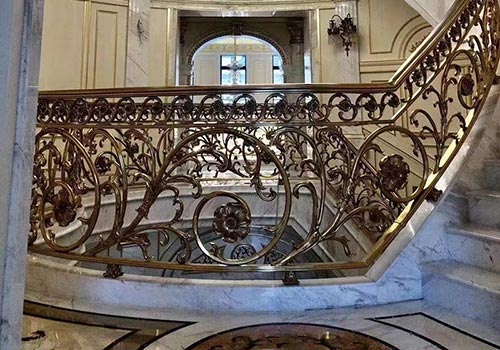 別墅銅藝雕刻樓梯定制扶手裝修效果圖