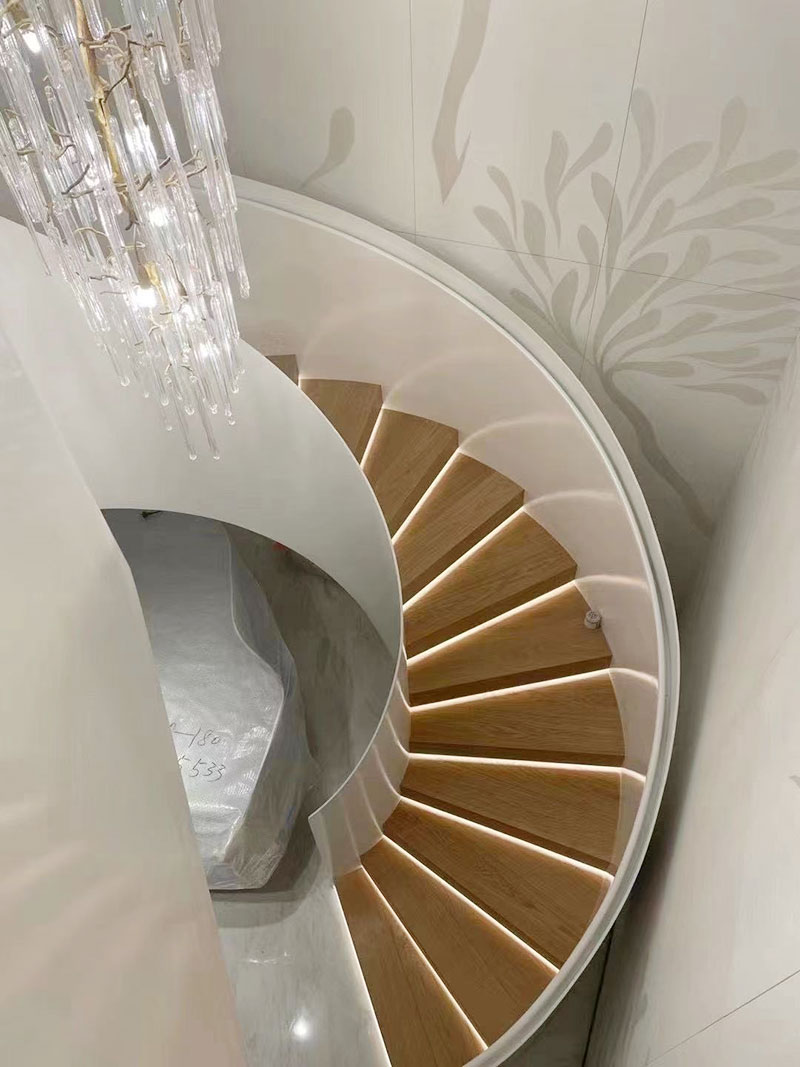 現代簡約輕奢旋轉樓梯扶手設計定制效果圖